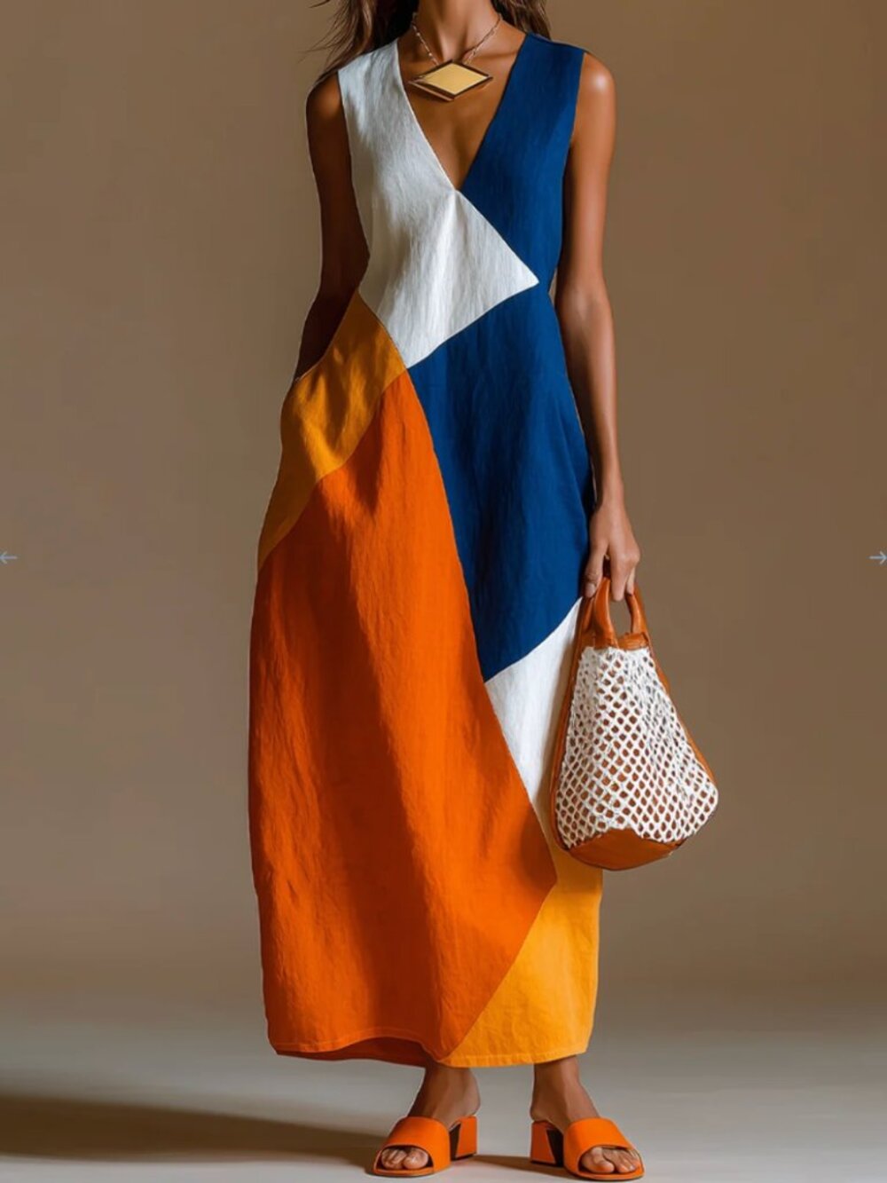 Women's Casual Vacation-Style Loose-Fit Zemurea Patchwork Dress